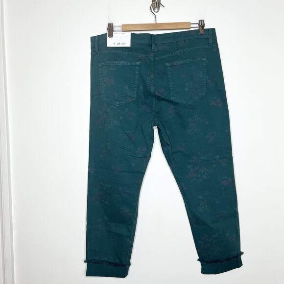 LOFT Modern Skinny Floral Print Jeans Teal Womens 14 Boho Western Forest Fairy - Picture 6 of 7